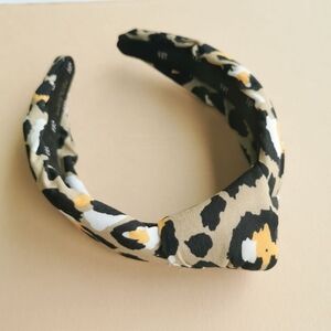 Leopard Print Padded Headband in Beige, Black & White